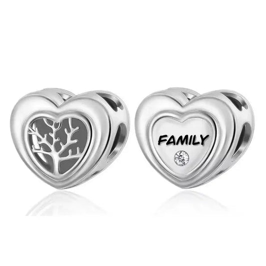 Family Tree silver Heart Charm