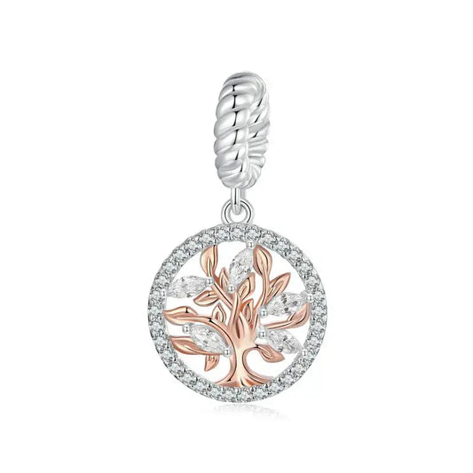 Family Tree Rose Gold & Silver Charm