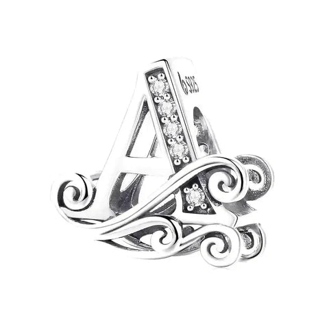 Silver Fancy Letter A Charm - Silver Fancy Letter A Charm