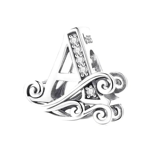 Silver Fancy Letter A Charm