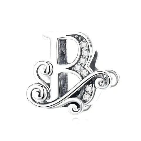 Silver Fancy Letter B Charm - Silver Fancy Letter B Charm
