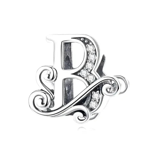 Silver Fancy Letter B Charm