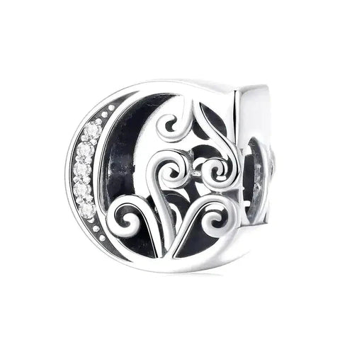 Silver Fancy Letter C Charm