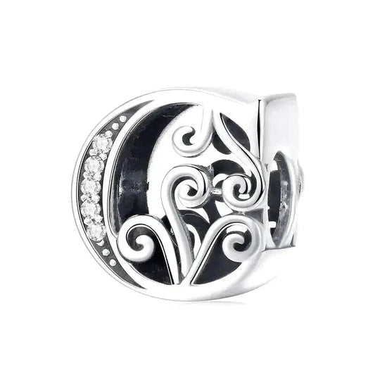 Silver Fancy Letter C Charm