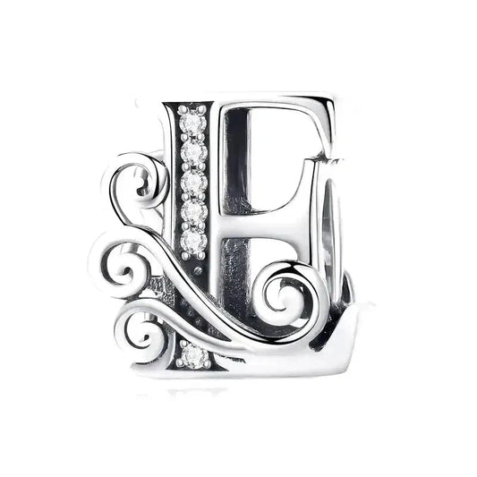 Silver Fancy Letter E Charm
