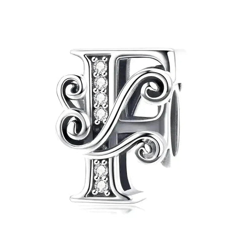 Silver Fancy Letter F Charm - Silver Fancy Letter F Charm