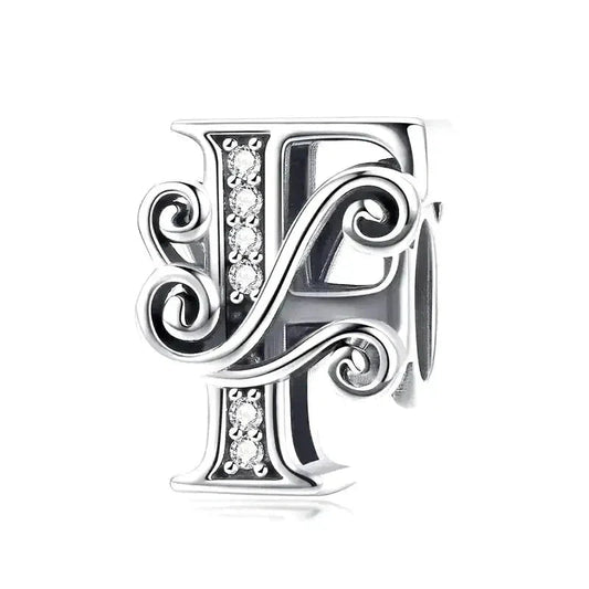 Silver Fancy Letter F Charm