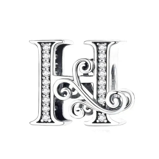 Silver Fancy Letter H Charm
