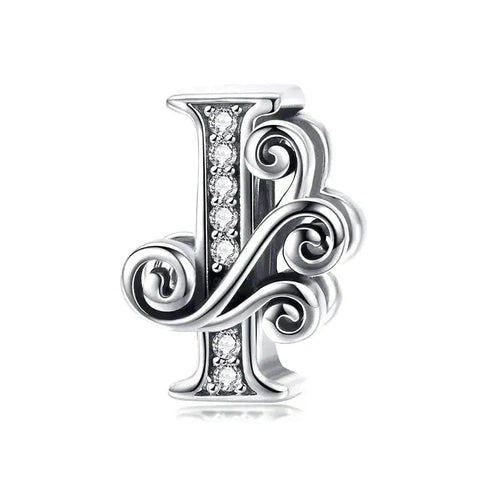 Silver Fancy Letter I Charm - Silver Fancy Letter I Charm