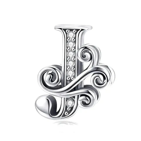 Silver Fancy Letter J Charm