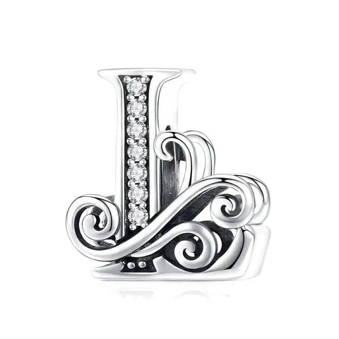 Silver Fancy Letter L Charm - Silver Fancy Letter L Charm