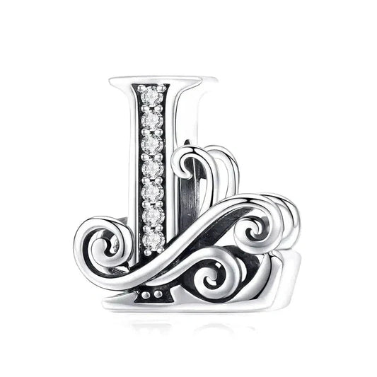 Silver Fancy Letter L Charm