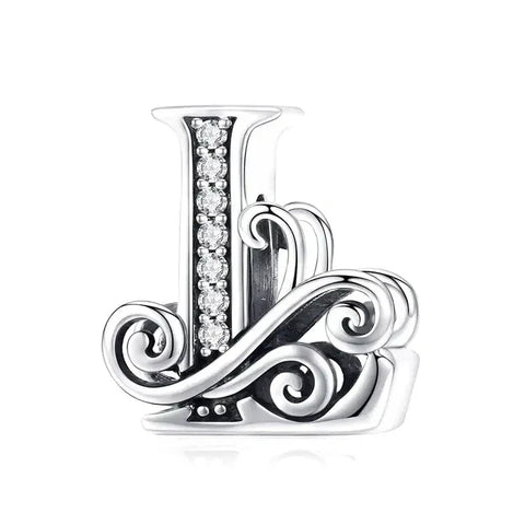 Fancy Letter L Charm - Fits pandora Bracelet