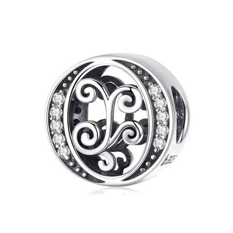 Silver Fancy Letter O Charm - Silver Fancy Letter O Charm