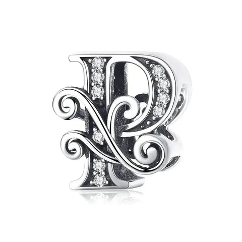 Silver Fancy Letter P Charm - Silver Fancy Letter P Charm