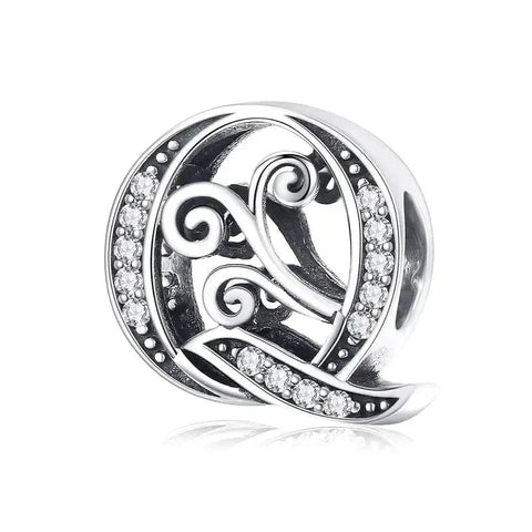 Silver Fancy Letter Q Charm