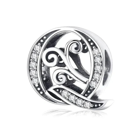 Silver Fancy Letter Q Charm