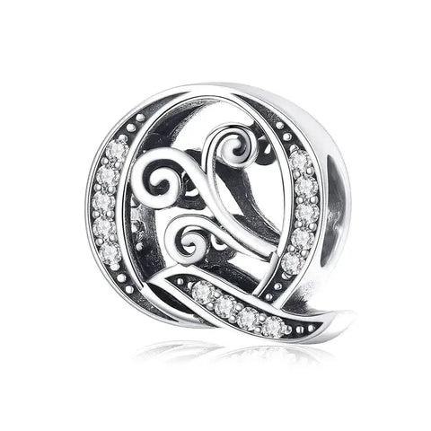 Fancy Letter Q Charm - Fits pandora Bracelet