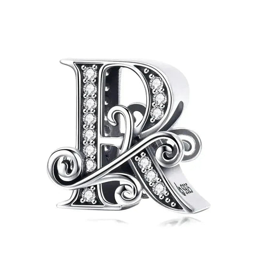 Silver Fancy Letter R Charm
