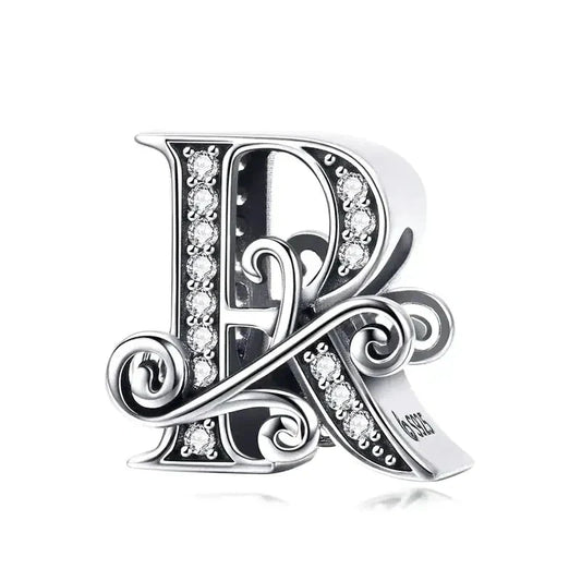 Fancy Letter R Charm - Fits pandora Bracelet
