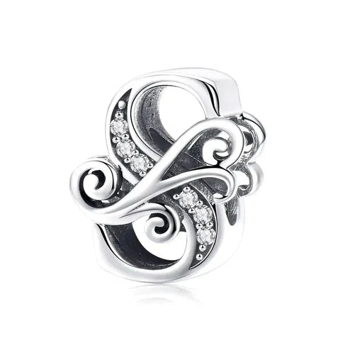 Silver Fancy Letter S Charm - Silver Fancy Letter S Charm