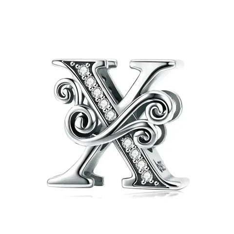 Fancy Letter X Charm - Fits pandora Bracelet