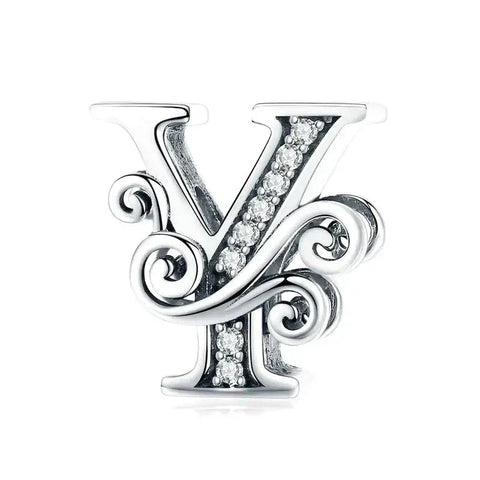 Silver Fancy Letter Y Charm