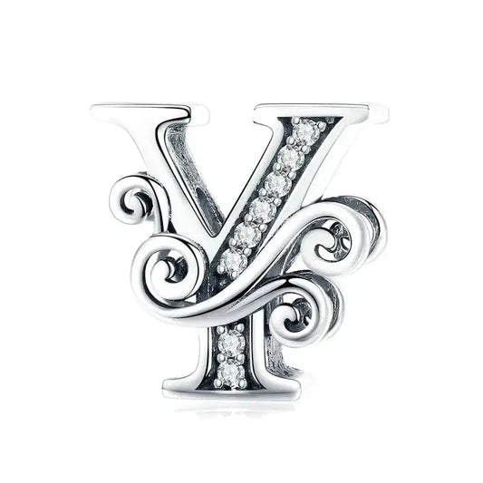 Silver Fancy Letter Y Charm