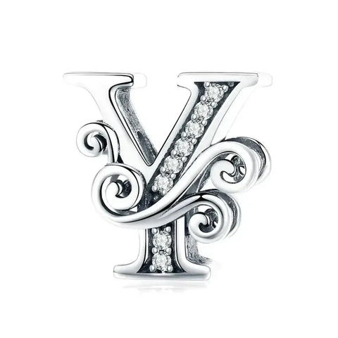 Fancy Letter Y Charm - Fits pandora Bracelet