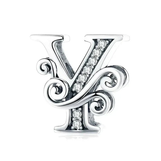 Fancy Letter Y Charm - Fits pandora Bracelet