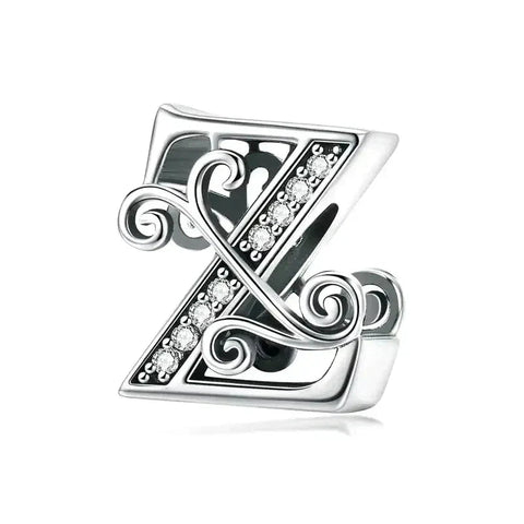 Silver Fancy Letter Z Charm