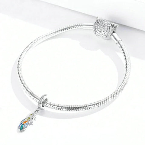feather charm fits Pandora bracelet affordable Jewelry