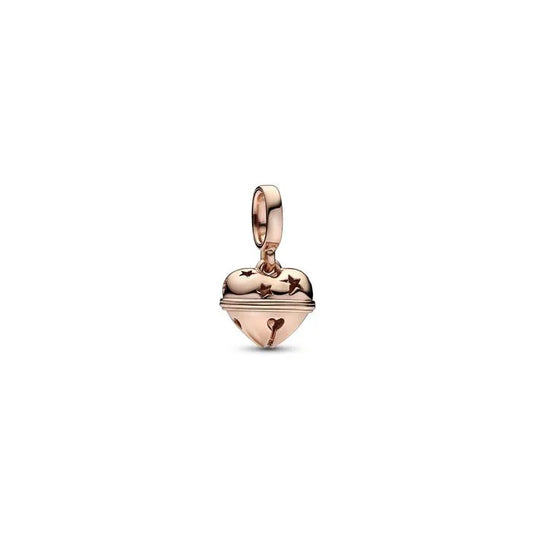 Christmas bell dangle charm in Pandora Rose, ideal for seasonal charm bracelets