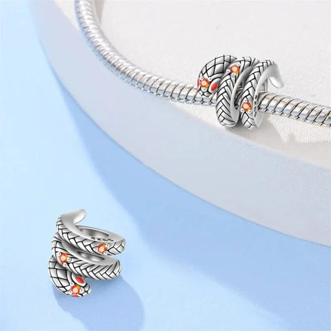 Curled Silver Snake Charm - Curled Silver Snake Charm