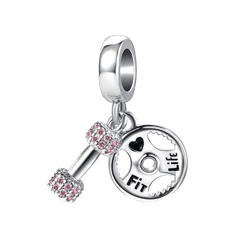 Fit Life Dumbbell & Weight Plate Dangle Charm - Fit Life Dumbbell & Weight Plate Dangle Charm