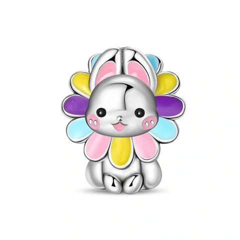 Floral colored Bunny Charm