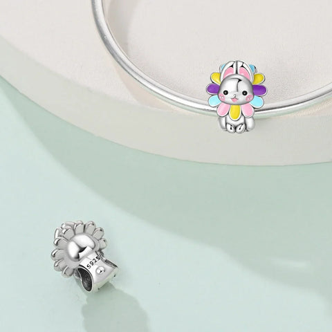 jewlouli floral bunny pandora charm jewelry fits pandora bracelet