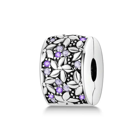 Floral Purple Crystal Charm