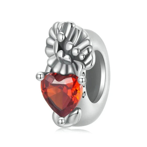 Floral Heart Birthstone Charms - Floral Heart Birthstone Charms