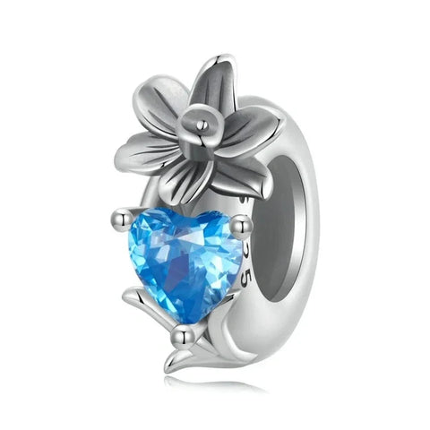 jewlouli floral heart birthstone charmscharmjewlouli jewelry fits pandora bracelet