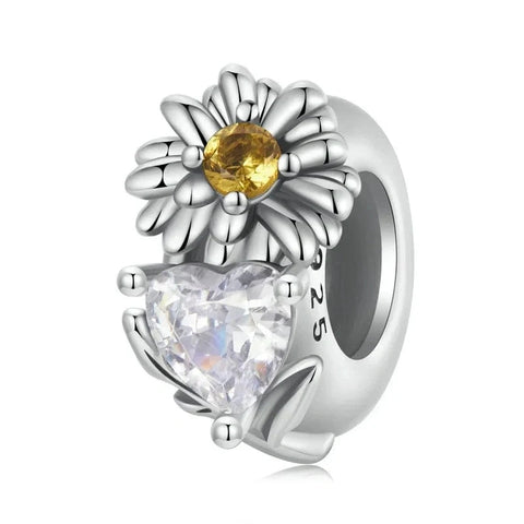 Floral Heart Birthstone Charms - Floral Heart Birthstone Charms