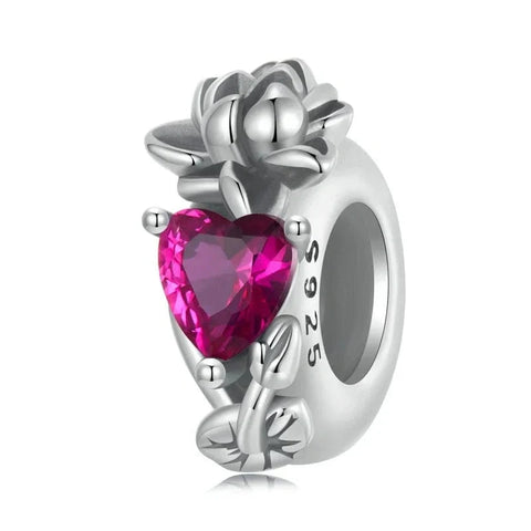 Floral Heart Birthstone Charms - Floral Heart Birthstone Charms