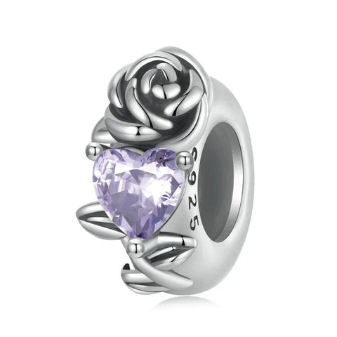Floral Heart Birthstone Charms - Floral Heart Birthstone Charms
