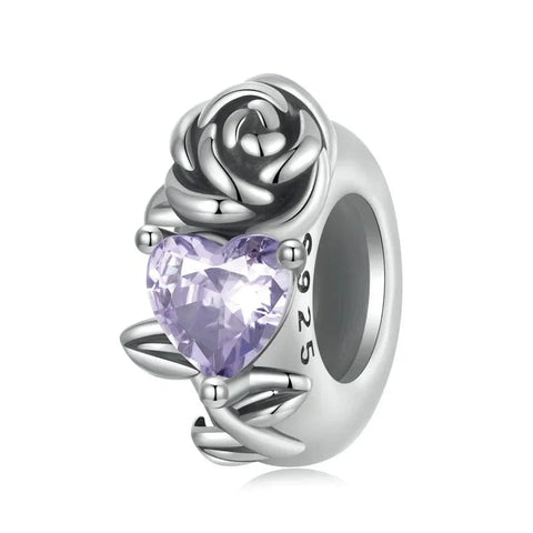 jewlouli floral heart birthstone charmscharmjewlouli jewelry fits pandora bracelet