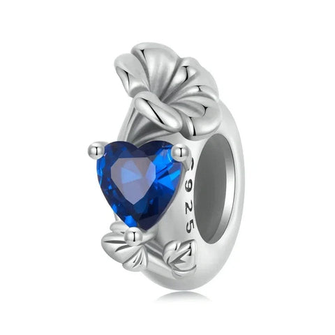 Floral Heart Birthstone Charms - Floral Heart Birthstone Charms