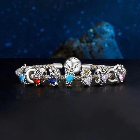 Floral Heart Birthstone Charms - Floral Heart Birthstone Charms
