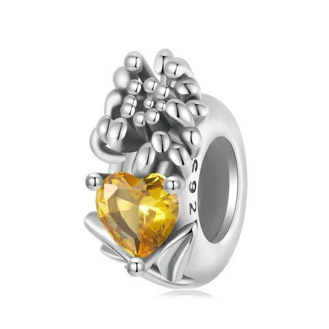 Floral Heart Birthstone Charms - Floral Heart Birthstone Charms