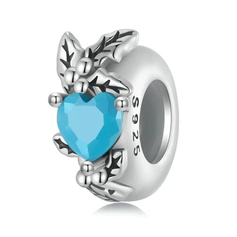 Floral Heart Birthstone Charms - Floral Heart Birthstone Charms
