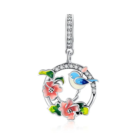 Bird Flower Charm