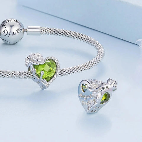 Floral Heart Crystal Birthstone Charms - Floral Heart Crystal Birthstone Charms
